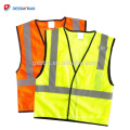 ANSI / ISEA Classe 2 Segurança 100% Poliéster Malha Vest Alta Visibilidade Reflective Workwear Com Bolsos Amarelo